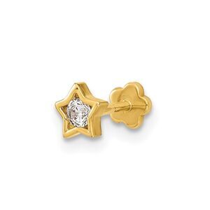 14k Yellow Gold 18 Gauge Star & CZ Cartilage Body Jewelry